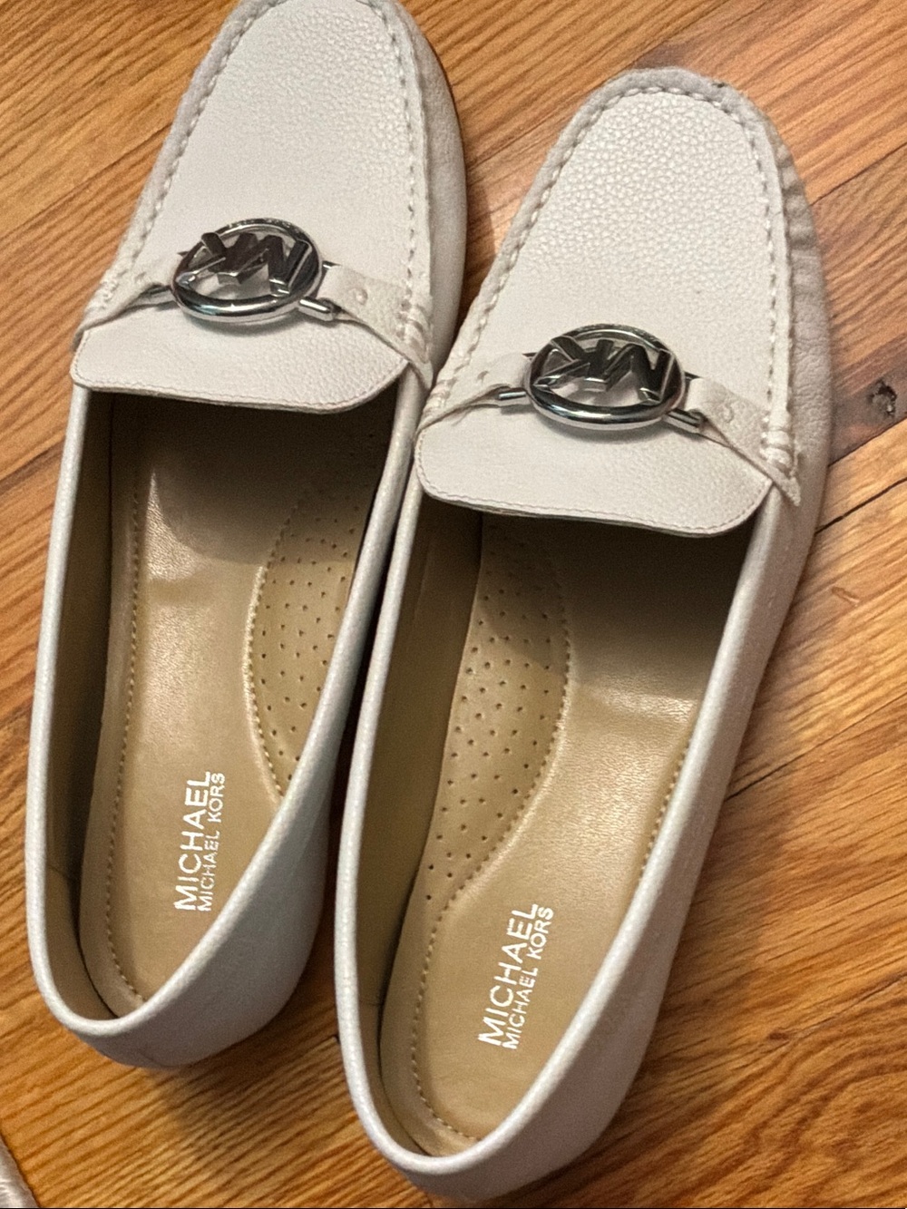 Michael Kors Cream Leather MK Logo Loafers